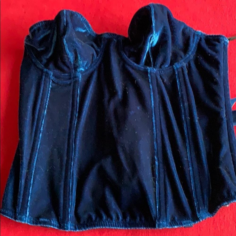 Crushed blue velvet corset